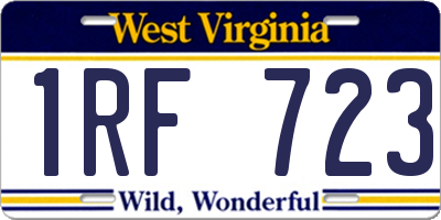 WV license plate 1RF723