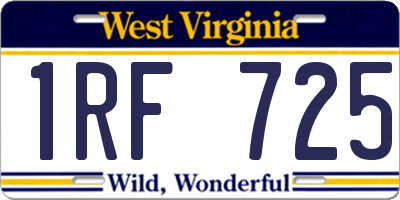 WV license plate 1RF725