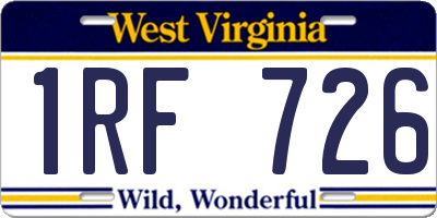 WV license plate 1RF726