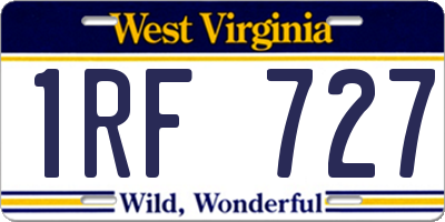 WV license plate 1RF727
