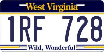 WV license plate 1RF728