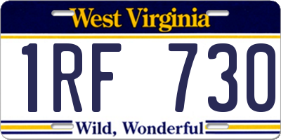 WV license plate 1RF730