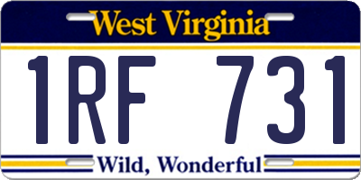 WV license plate 1RF731