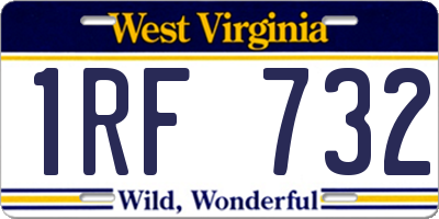 WV license plate 1RF732