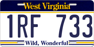WV license plate 1RF733