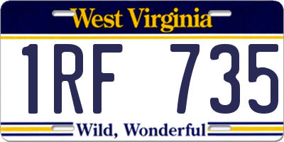 WV license plate 1RF735
