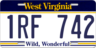 WV license plate 1RF742