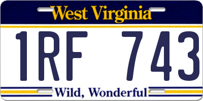 WV license plate 1RF743