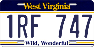 WV license plate 1RF747
