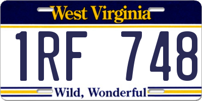 WV license plate 1RF748