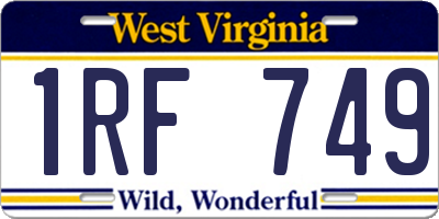 WV license plate 1RF749