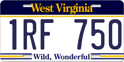 WV license plate 1RF750