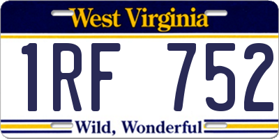 WV license plate 1RF752