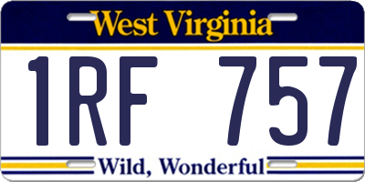 WV license plate 1RF757