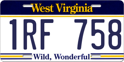 WV license plate 1RF758