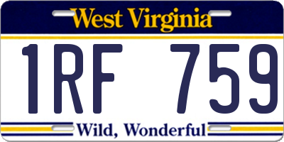 WV license plate 1RF759