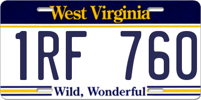 WV license plate 1RF760