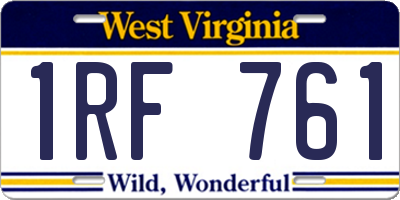 WV license plate 1RF761