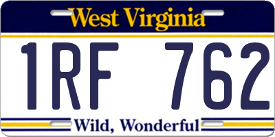 WV license plate 1RF762