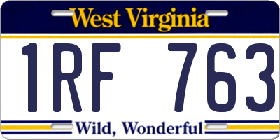 WV license plate 1RF763