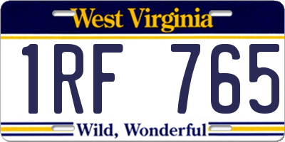WV license plate 1RF765