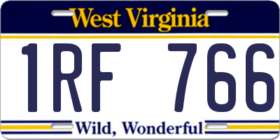 WV license plate 1RF766