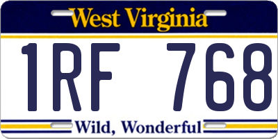 WV license plate 1RF768