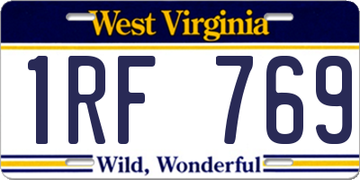 WV license plate 1RF769