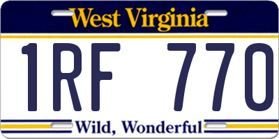 WV license plate 1RF770