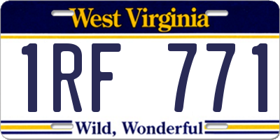 WV license plate 1RF771