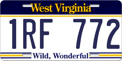 WV license plate 1RF772