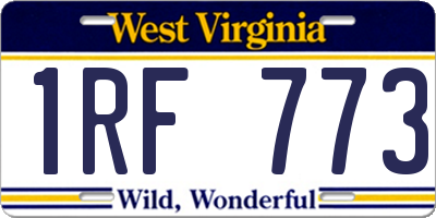 WV license plate 1RF773