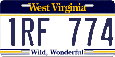 WV license plate 1RF774