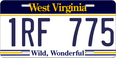 WV license plate 1RF775