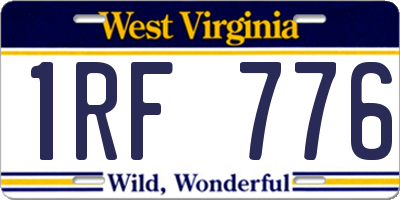 WV license plate 1RF776