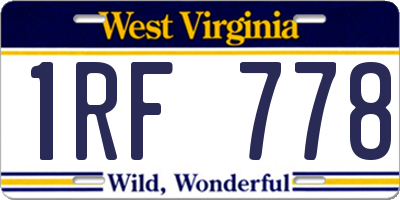 WV license plate 1RF778