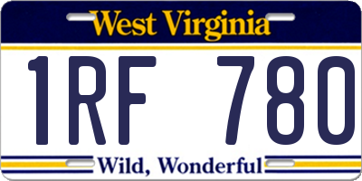 WV license plate 1RF780
