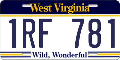 WV license plate 1RF781