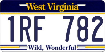 WV license plate 1RF782