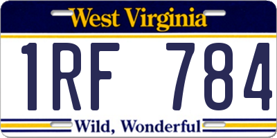 WV license plate 1RF784