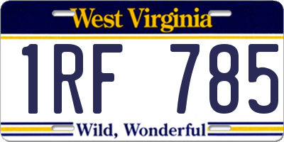 WV license plate 1RF785