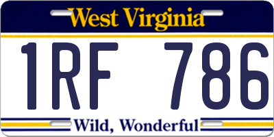 WV license plate 1RF786