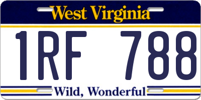 WV license plate 1RF788