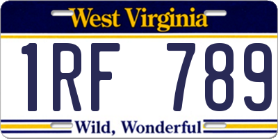 WV license plate 1RF789