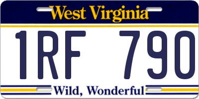 WV license plate 1RF790