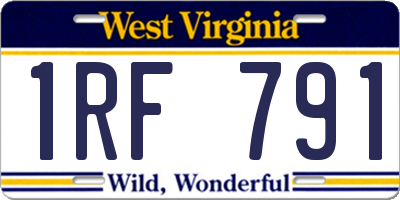 WV license plate 1RF791