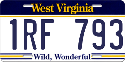 WV license plate 1RF793