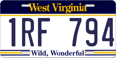 WV license plate 1RF794