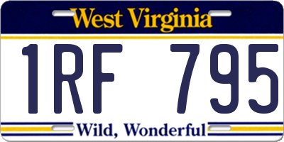 WV license plate 1RF795
