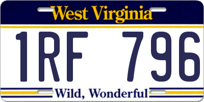 WV license plate 1RF796